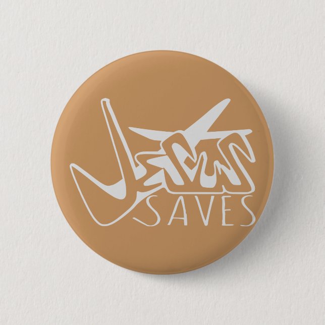 JESUS SAVES GRAFFITI  6 CM ROUND BADGE (Front)