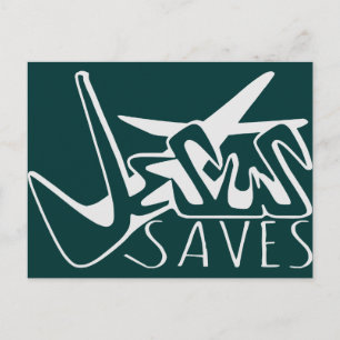 JESUS SAVES GRAFFITI POSTCARD