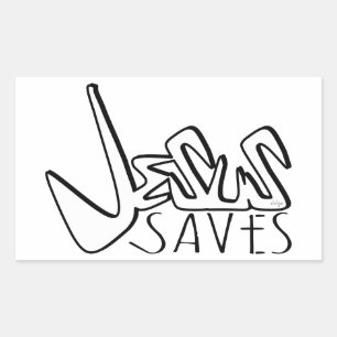 JESUS SAVES GRAFFITI  RECTANGULAR STICKER