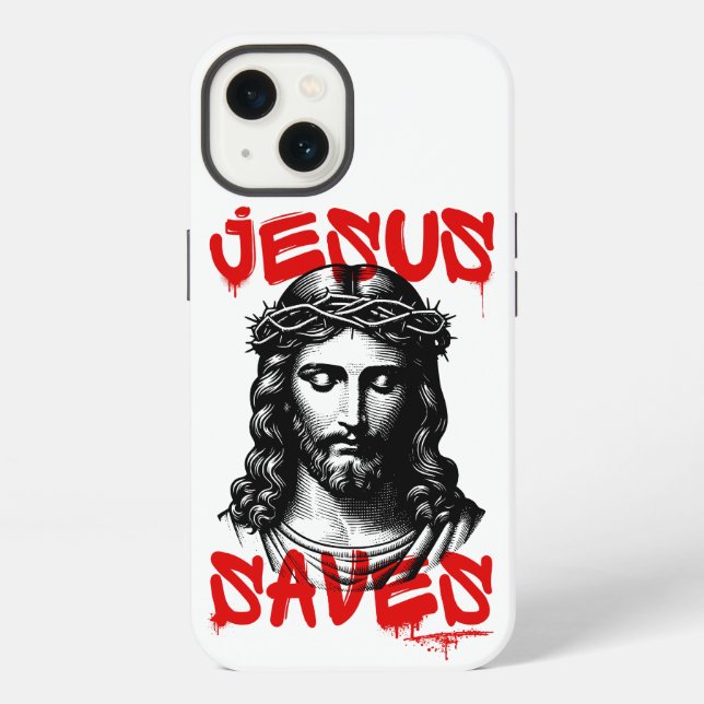 Jesus saves graffiti style iPhone case (Back)