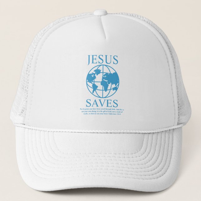 Jesus Saves Graphic 90's Trucker Hat (Front)