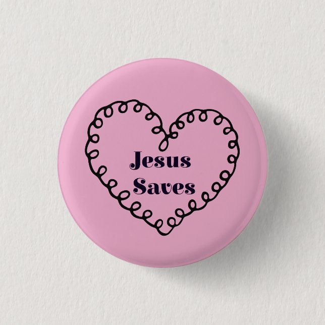 Jesus Saves Heart 3 Cm Round Badge (Front)