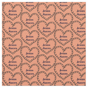 Jesus Saves Heart Fabric
