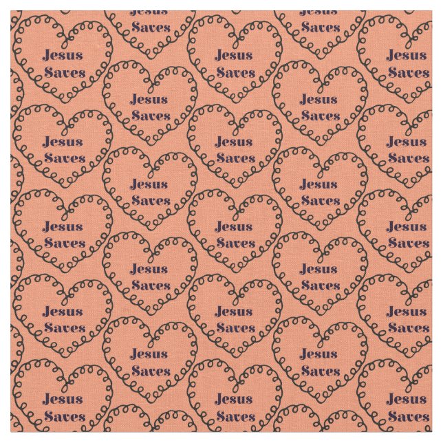 Jesus Saves Heart Fabric (Close Up)