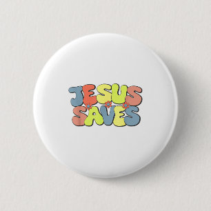 Jesus Saves - Hipe Flower Child Style 6 Cm Round Badge