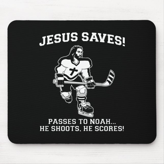 Jesus Saves Hockey funny tshirt Mouse Pad (Front)