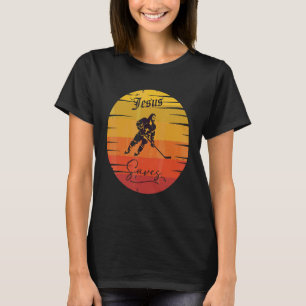 Jesus Saves Hockey Goal Religious Christian T-Shirt