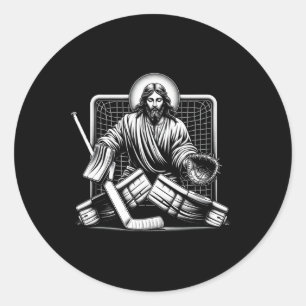 Jesus Saves Hockey Goalie Christian Classic Round Sticker