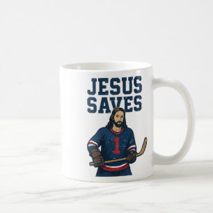 Jesus Saves Hockey Goalie Christian Hockey Religio Coffee Mug