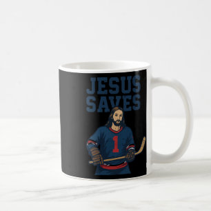 Jesus Saves Hockey Goalie Humor Christian Hockey R Coffee Mug