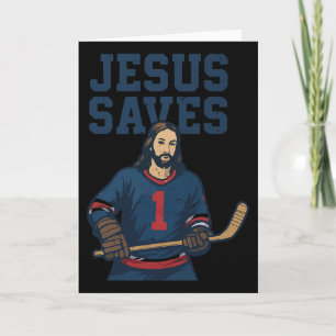 Jesus Saves Hockey Goalie Humour Christian Hockey Card