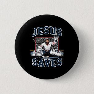 Jesus Saves Hockey Player Team God Hockey Lovers H 6 Cm Round Badge