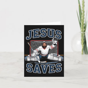 Jesus Saves Hockey Player Team God Hockey Lovers H Card