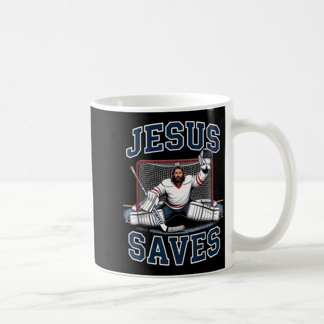 Jesus Saves Hockey Player Team God Hockey Lovers H Coffee Mug (Right)