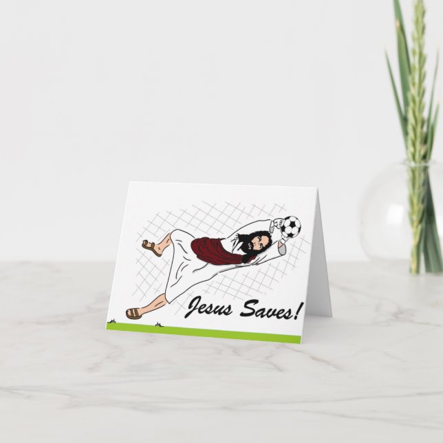 'Jesus Saves!' Holiday Greetings Card (Front)