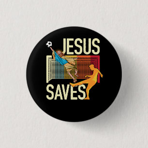 Jesus Saves I Christian Faith I Jesus Soccer Goalk 3 Cm Round Badge