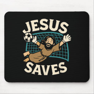 Jesus Saves I Christian Faith I Jesus Soccer Goalk Mouse Pad