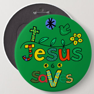 Jesus Saves I Doodles I KellyGrn i 6x6 Button