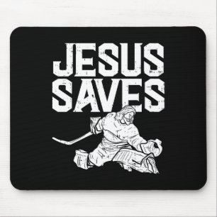 Jesus Saves Ice Hockey Goalie Sport Religious Chri Mouse Pad