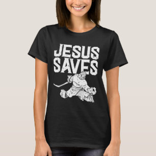 Jesus Saves Ice Hockey Goalie Sport Religious Chri T-Shirt