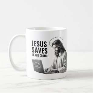 Jesus Saves in the Cloud - Funny Jesus Meme Coffee Mug