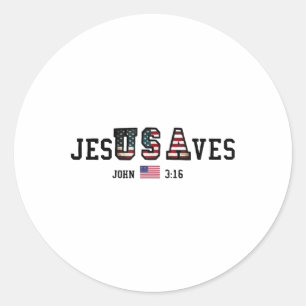 Jesus Saves Jesusaves Usa American Flag Patriotic Classic Round Sticker
