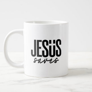 JESUS SAVES LARGE COFFEE MUG