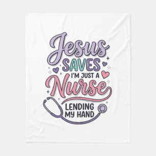 Jesus Saves Nurse Faith Shirt Design_1 Fleece Blanket