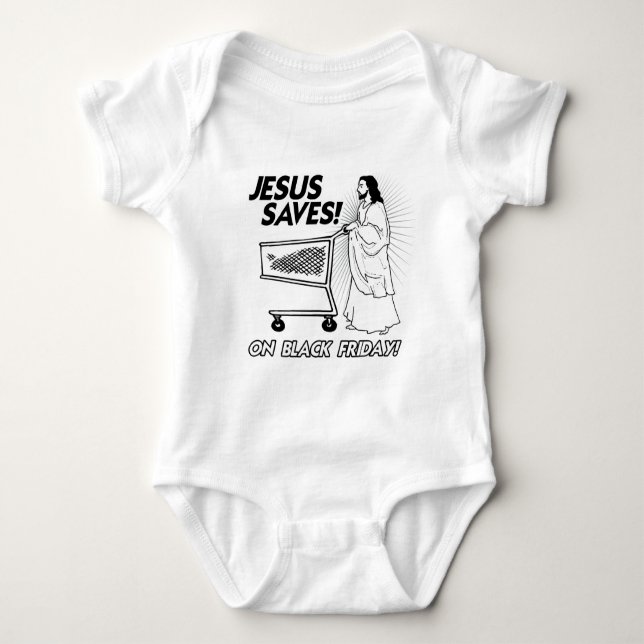 JESUS SAVES ON BLACK FRIDAY -.png Baby Bodysuit (Front)