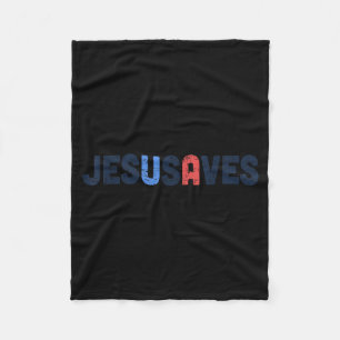 Jesus Saves Patriotic Christian Usa Flag Faith God Fleece Blanket