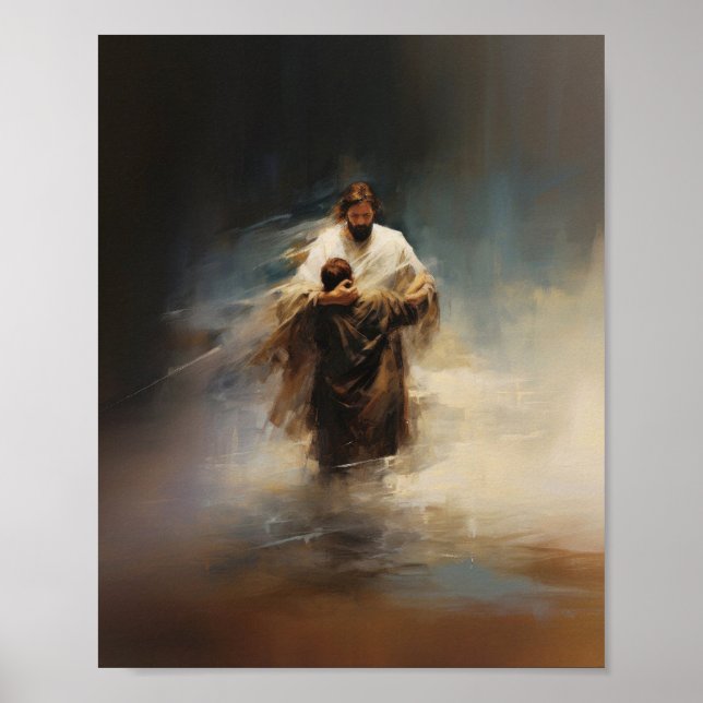 Jesus Saves Peter - Bible Verse Digital Print (Front)