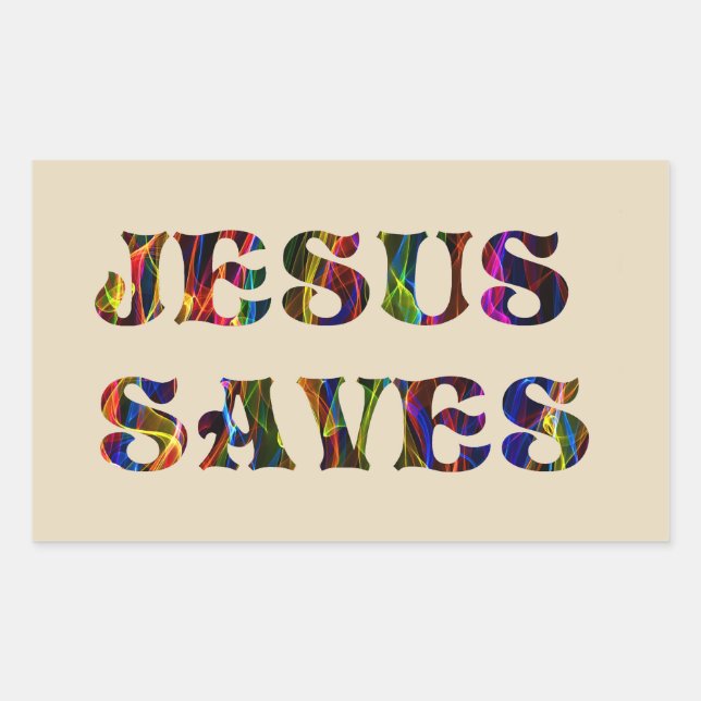 JESUS SAVES RECTANGULAR STICKER (Front)