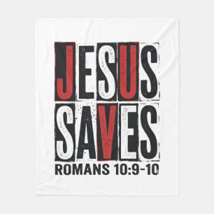 Jesus Saves Romans 10_9 Christian Vintage Shirt De Fleece Blanket
