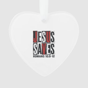 Jesus Saves Romans 10_9 Christian Vintage Shirt De Ornament
