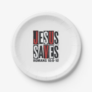 Jesus Saves Romans 10_9 Christian Vintage Shirt De Paper Plate