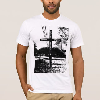 Jesus Saves Satan Spends T-Shirt by Matt Landon
