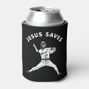 Jesus Saves Shirt Religious Christian Faith Baseba Can Cooler