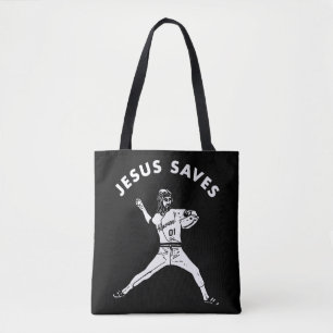 Jesus Saves Shirt Religious Christian Faith Baseba Tote Bag