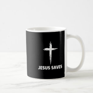 Jesus saves small cross huge faith 3 christ coffee mug
