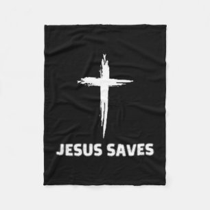 Jesus saves small cross huge faith 3 christ fleece blanket