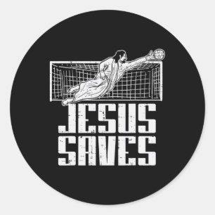 Jesus Saves Soccer Footll Christian Goalie Goalkee Classic Round Sticker
