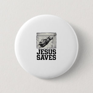 Jesus Saves Soccer Goalie Vintage Engraving Shirt_ 6 Cm Round Badge