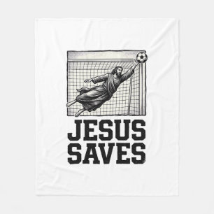 Jesus Saves Soccer Goalie Vintage Engraving Shirt_ Fleece Blanket