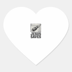 Jesus Saves Soccer Goalie Vintage Engraving Shirt_ Heart Sticker