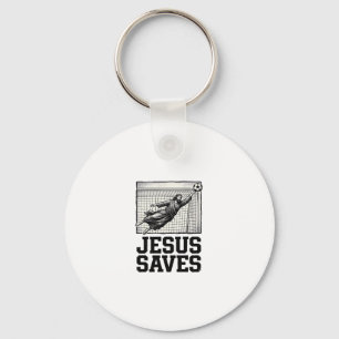 Jesus Saves Soccer Goalie Vintage Engraving Shirt_ Key Ring