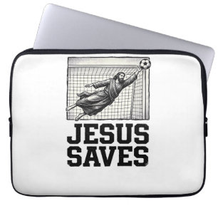 Jesus Saves Soccer Goalie Vintage Engraving Shirt_ Laptop Sleeve