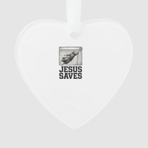 Jesus Saves Soccer Goalie Vintage Engraving Shirt_ Ornament