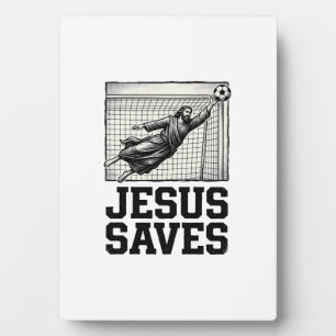 Jesus Saves Soccer Goalie Vintage Engraving Shirt_ Plaque
