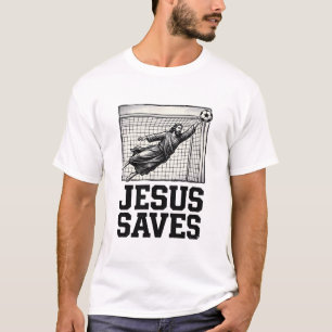 Jesus Saves Soccer Goalie Vintage Engraving Shirt_ T-Shirt