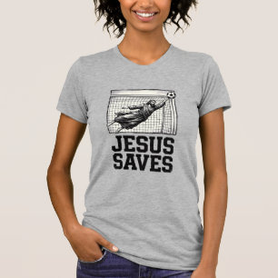 Jesus Saves Soccer Goalie Vintage Engraving Shirt_ T-Shirt